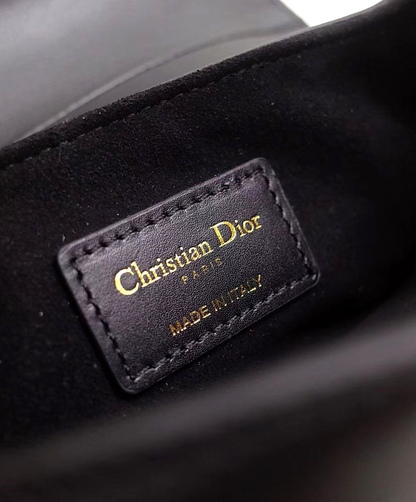 Christian Dior Mini Saddle Calfskin Bag Black